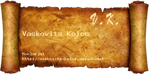 Vaskovits Kolos névjegykártya